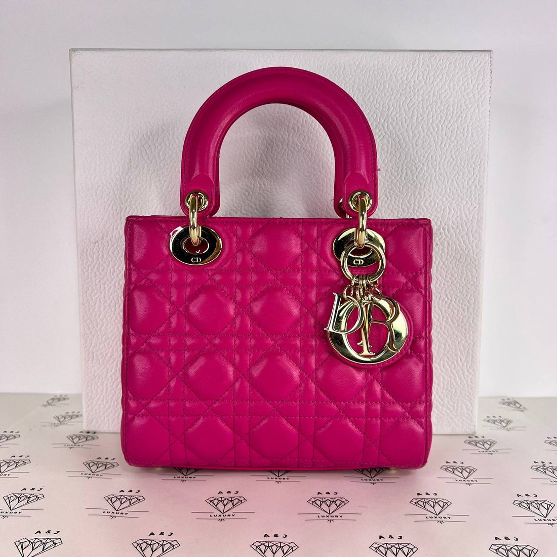 [PRE LOVED] Christian Dior Small Lady D in Pink Cannage Lambskin Leather GHW (2024)