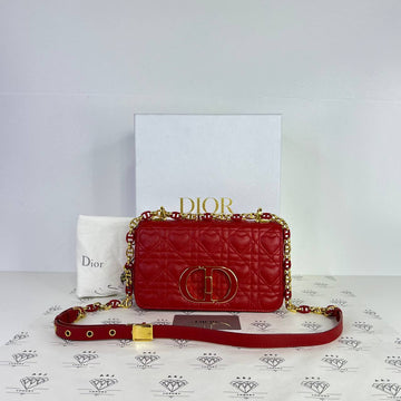 [PRE LOVED] Christian Dior Dioramour Small Caro in Red Grained Calfskin Leather GHW (2021)