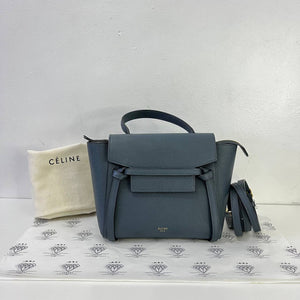 [PRE LOVED] Celine Nano Belt Bag in Blue Drummed Leather GHW