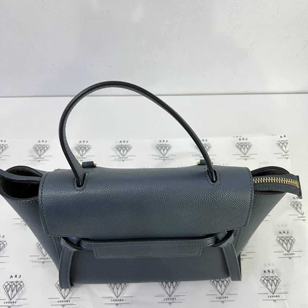 [PRE LOVED] Celine Nano Belt Bag in Blue Drummed Leather GHW