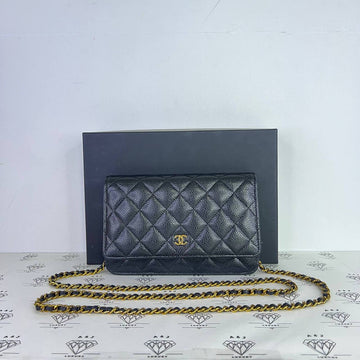 [PRE LOVED] Chanel Classic Wallet on Chain in Black Caviar Leather GHW (microchipped)