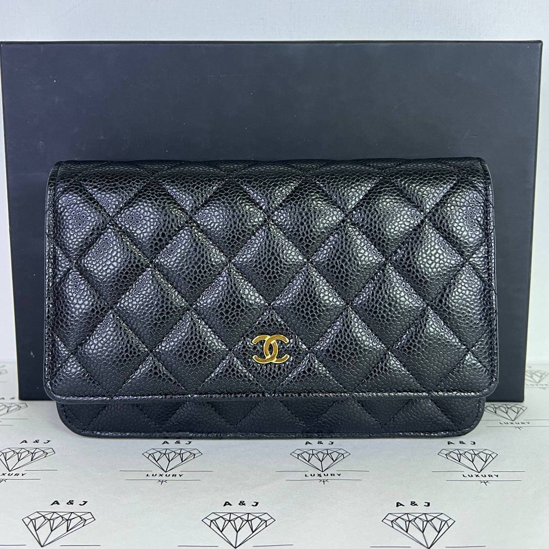 [PRE LOVED] Chanel Classic Wallet on Chain in Black Caviar Leather GHW (microchipped)
