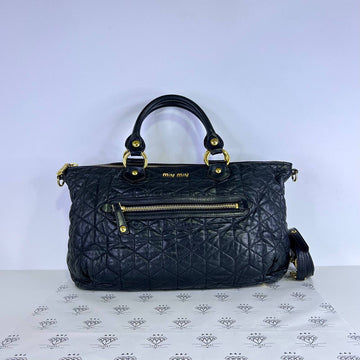 [PRE LOVED] Miu Miu Nappa Matelasse Tote in Black GHW