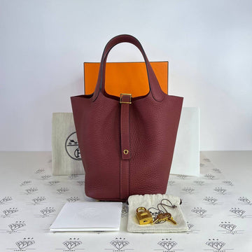 [PRE LOVED] Hermes Picotin 18 in Rouge H Clemence Leather GHW (Stamp B - 2023)