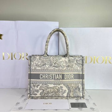 [PRE LOVED] Christian Dior Medium Book Tote in Gray Toile De Juoy (2022)
