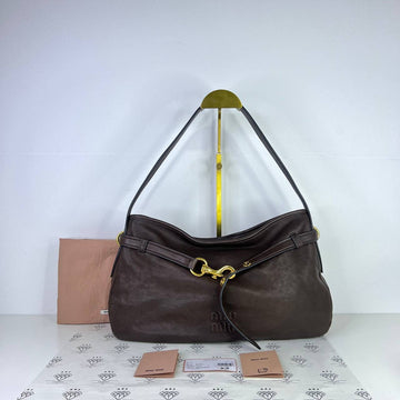 [PRE LOVED] Miu Miu Aventure Shoulder Bag in Dark Brown Nappa Leather GHW