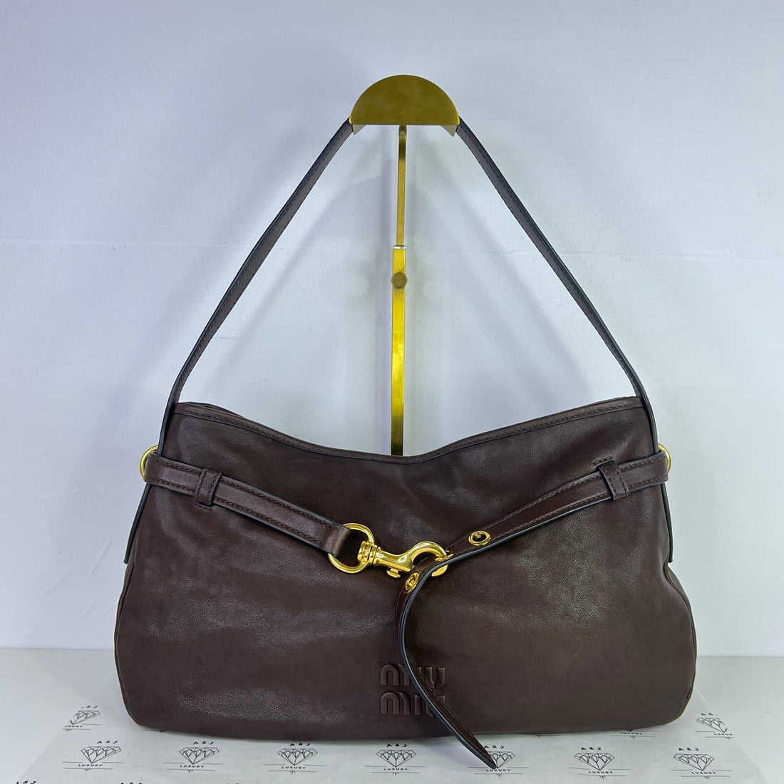 [PRE LOVED] Miu Miu Aventure Shoulder Bag in Dark Brown Nappa Leather GHW