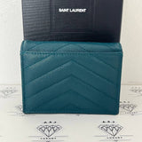 [PRE LOVED] Yves Saint Laurent Bifold Wallet in Turqouise Grain De Poudre Leather SHW