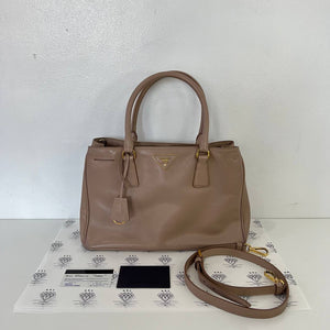 [PRE LOVED] Prada BN1874 Medium Galleria in Cammeo Saffiano Leather GHW