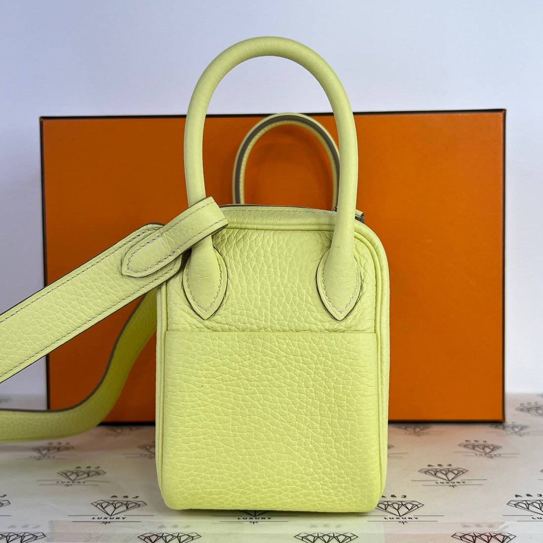 [PRE LOVED] Hermes Mini Lindy in Jaune Milton Clemence Leather PHW (Stamp W - 2024)