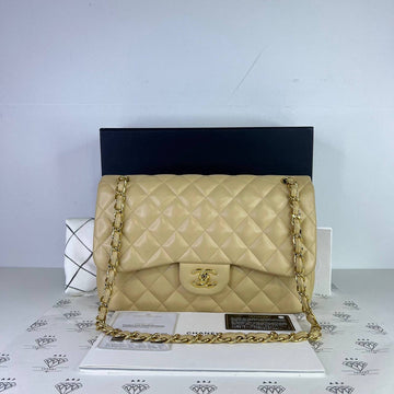 [PRE LOVED] Chanel Jumbo Classic Double Flap in Beige Clair Lambskin Leather GHW (Series 20)