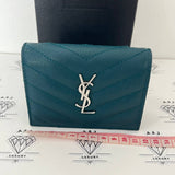 [PRE LOVED] Yves Saint Laurent Bifold Wallet in Turqouise Grain De Poudre Leather SHW