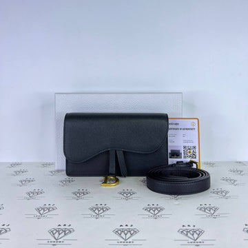 [PRE LOVED] Christian Dior Saddle Belt Bag in Black Grained Calfskin Leather GHW (2020)