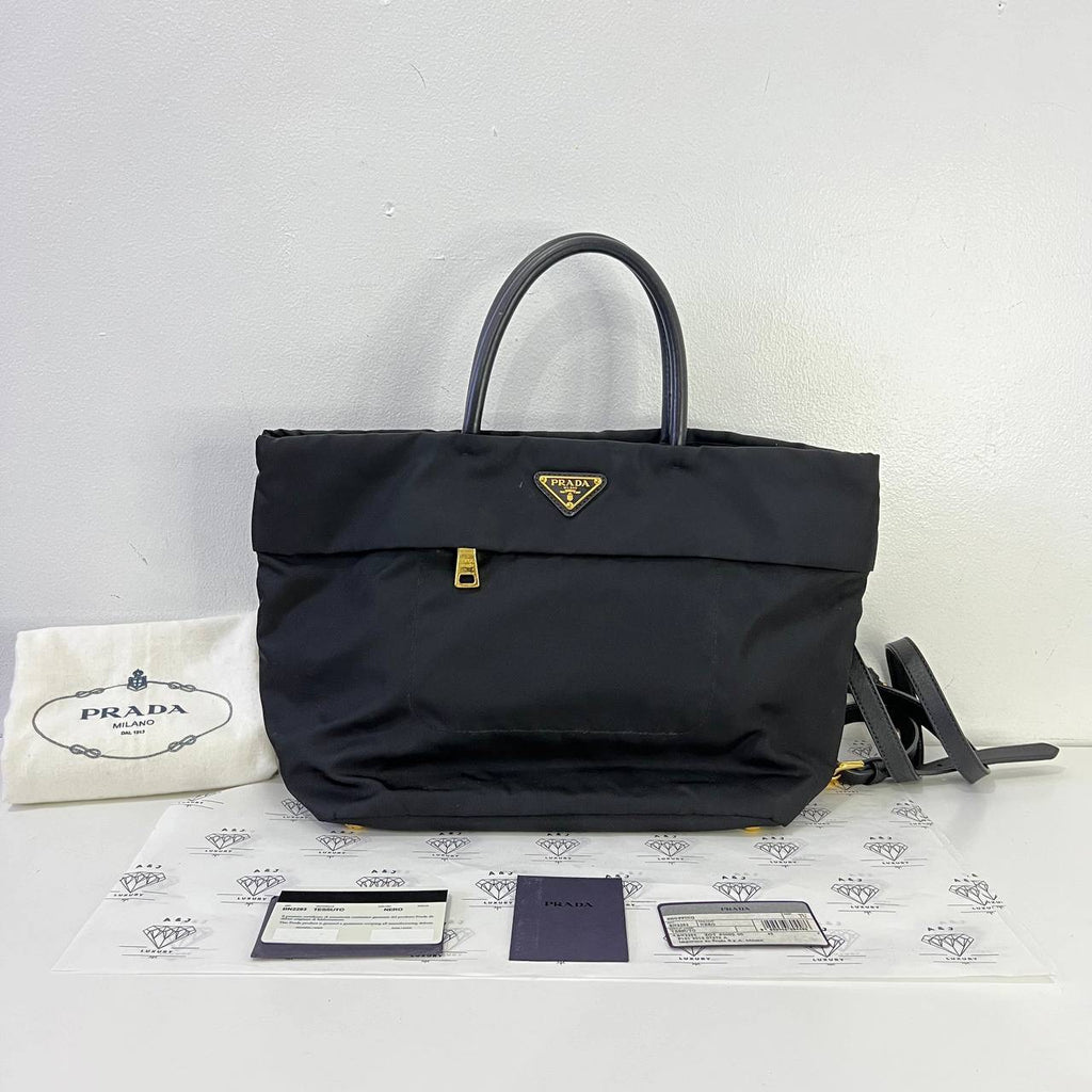 [PRE LOVED] Prada BN2283 Tessuto Nylon Tote in Black GHW