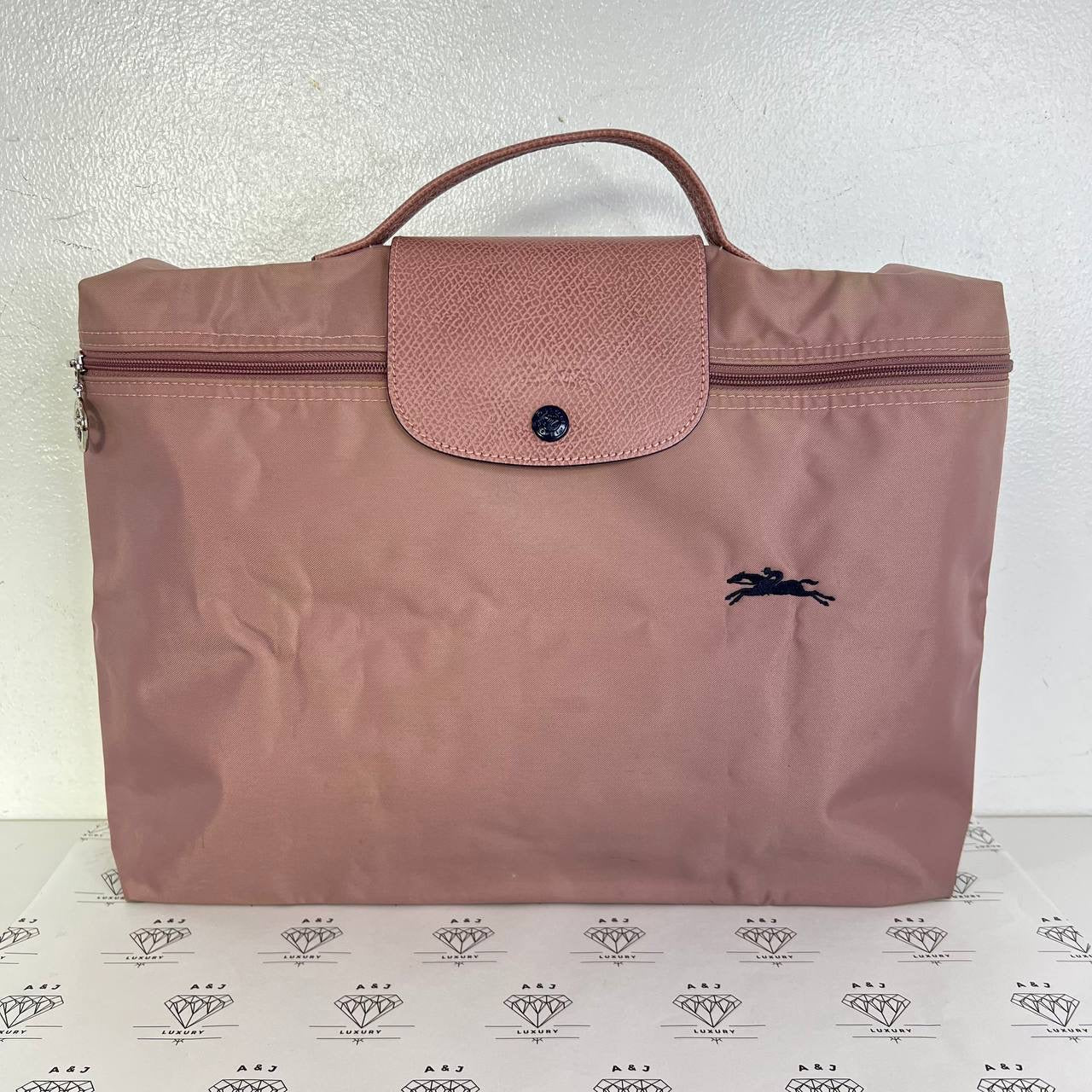 [PRE LOVED] Longchamp Le Pliage Briefcase in Pink