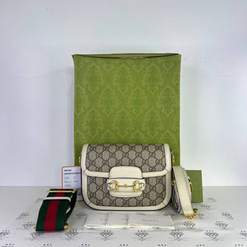[PRE LOVED] Gucci Mini Horsebit 1955 in White GHW