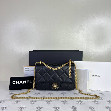 [PRE LOVED] Chanel 2022 Collection Pending Flap Bag in Black Lambskin Leather GHW (microchipped)