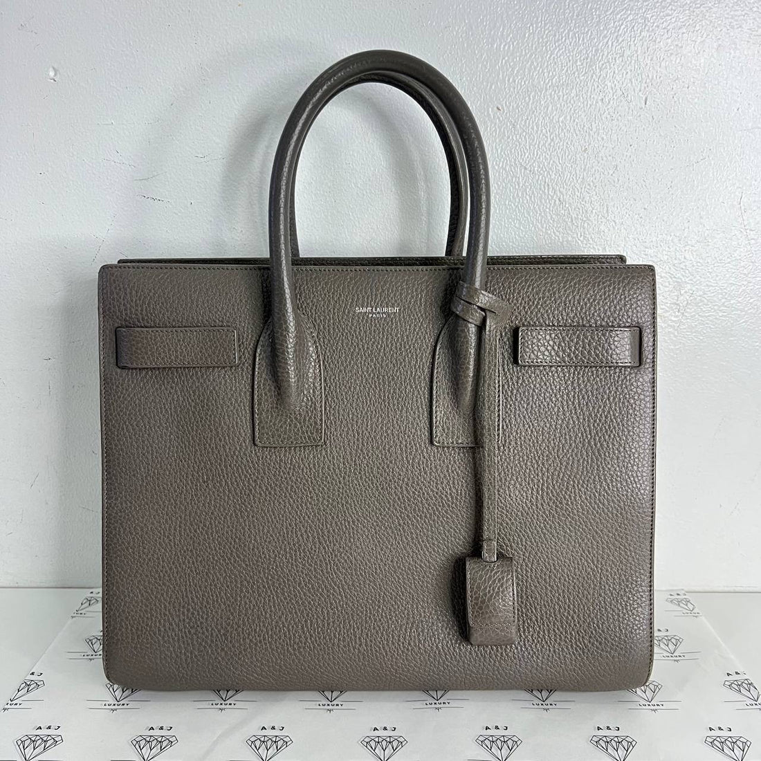 [PRE LOVED] YSL Small Sac De Jour in Gray Grained Calfskin Leather SHW
