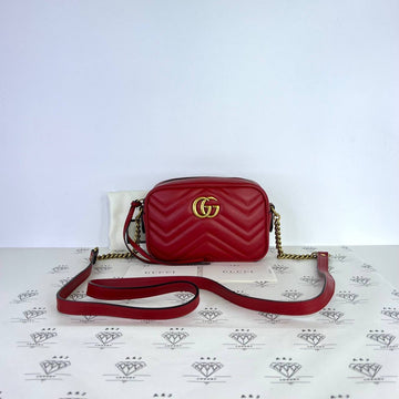 [PRE LOVED] Gucci Mini Marmont Camera Bag in Red GHW