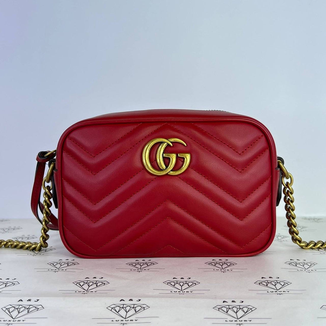 [PRE LOVED] Gucci Mini Marmont Camera Bag in Red GHW