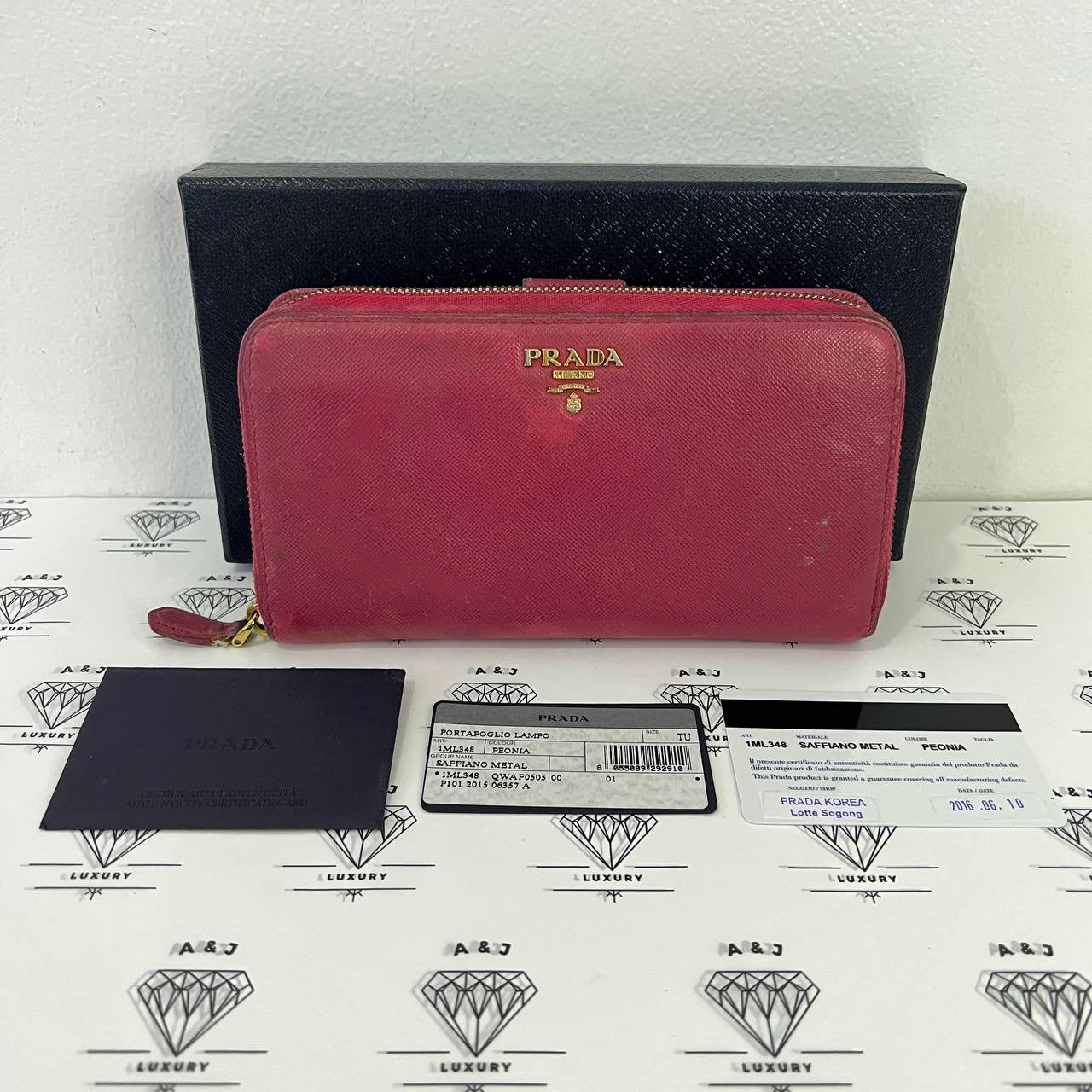 [PRE LOVED] Prada 1ML348 Long Wallet in Peonia Saffiano Leather