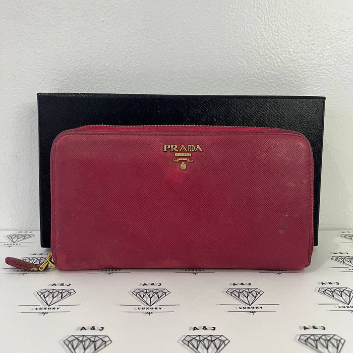 [PRE LOVED] Prada 1ML348 Long Wallet in Peonia Saffiano Leather