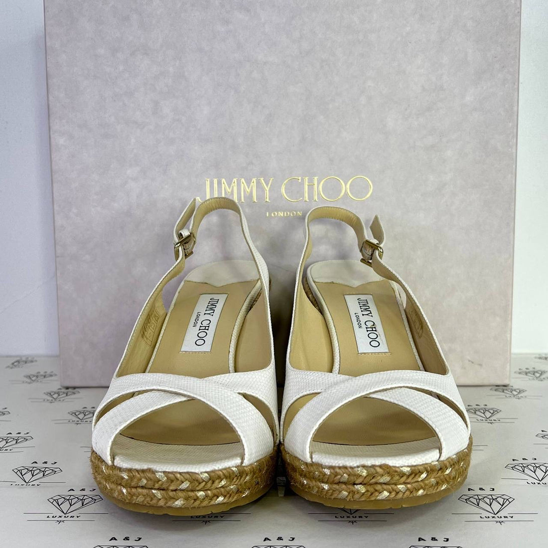 [PRE LOVED] Jimmy Choo Amely Platform Sandals in White Size 41EU