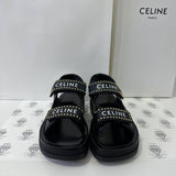 [PRE LOVED] Celine Leo Studded Chunky Sandals in Black Calfskin Leather Size 37 EU
