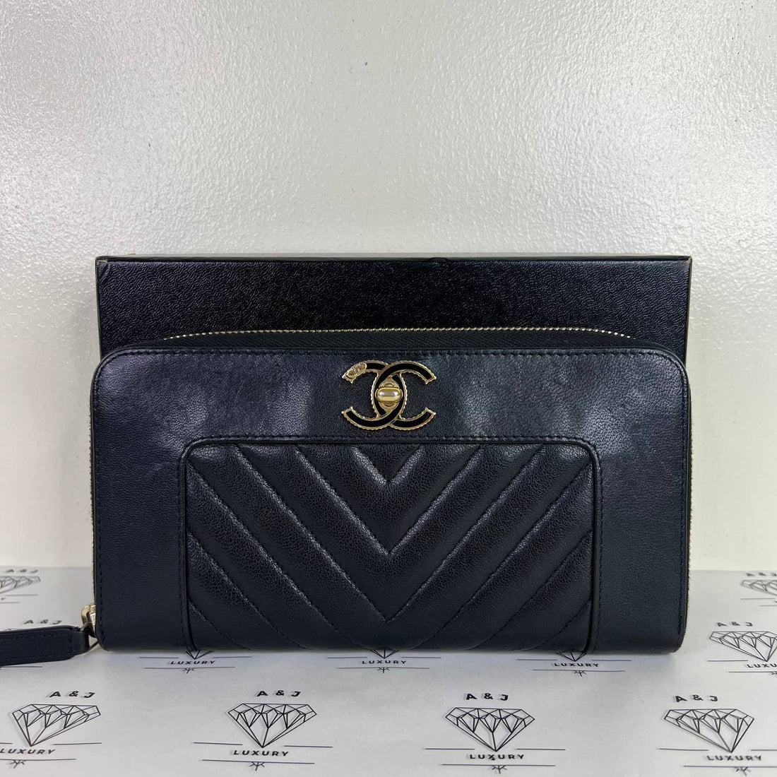 [PRE LOVED] Chanel Mademoiselle Long Zip Wallet in Black Calfskin Leather GHW (Series 24)