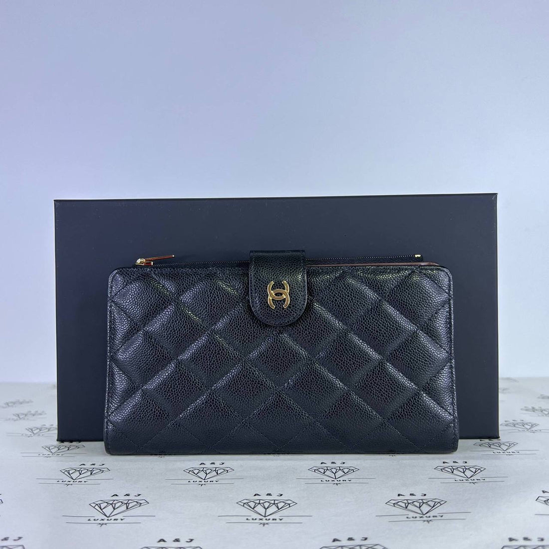 [PRE LOVED] Chanel 2026 Collection Long Zipped Wallet in Black Caviar Leather GHW (microchipped)
