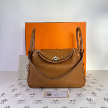 [PRE LOVED] Hermes Lindy 26 in Gold Clemence Leather PHW (Stamp A - 2017)