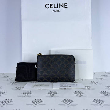 [PRE LOVED] Celine Triomphe Coin and Cardholder in Tan GHW