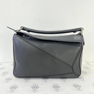 [PRE LOVED] Loewe Small Puzzle in Black Calfskin Leather SHW