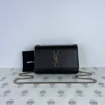 [PRE LOVED] YSL Small Kate in Black Grain De Poudre Leather SHW