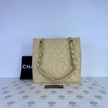 [PRE LOVED] Chanel Petite Shopping Tote (PST) in Beige Caviar Leather GHW (Series 12)