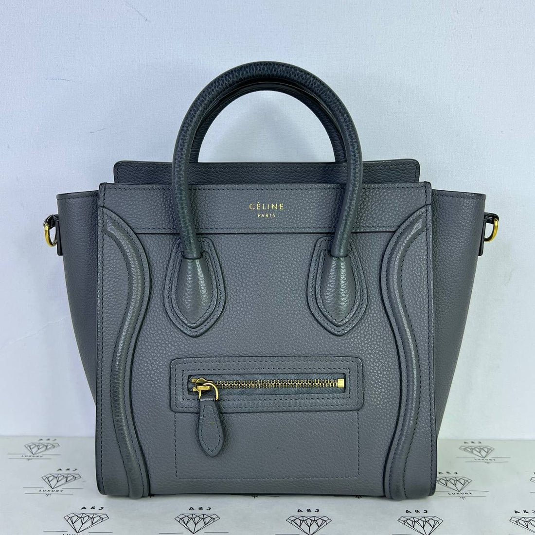 [PRE LOVED] Celine Nano Luggage in Kohl Drummed Leather GHW