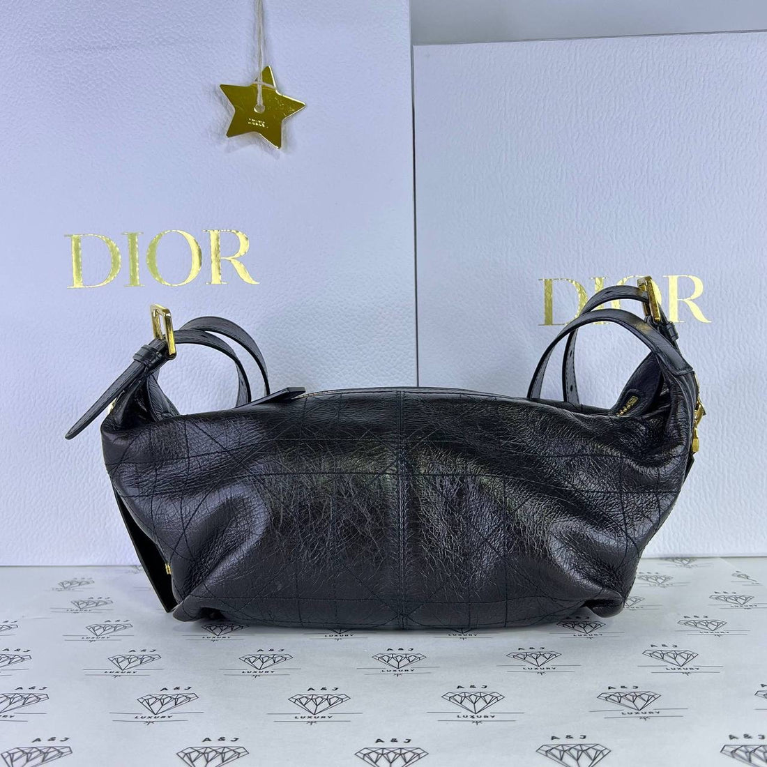 [PRE LOVED] Christian Dior Small D-Journey in Black Crinkled Calfskin Leather GHW (2025)