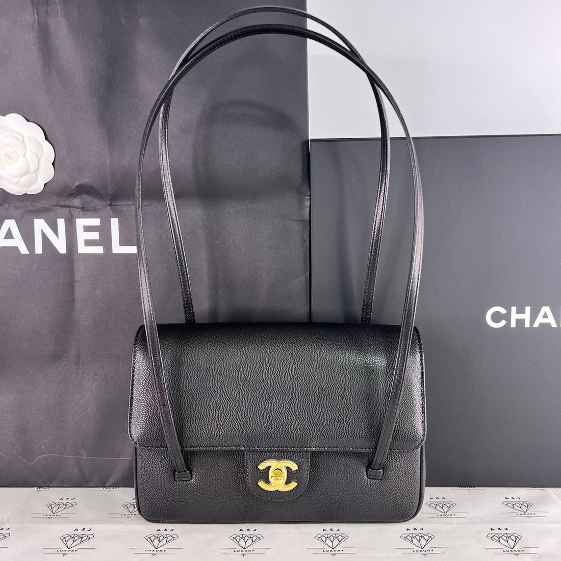 [BRAND NEW] Chanel Small Preppy Coco in Black Caviar GHW (microchipped)