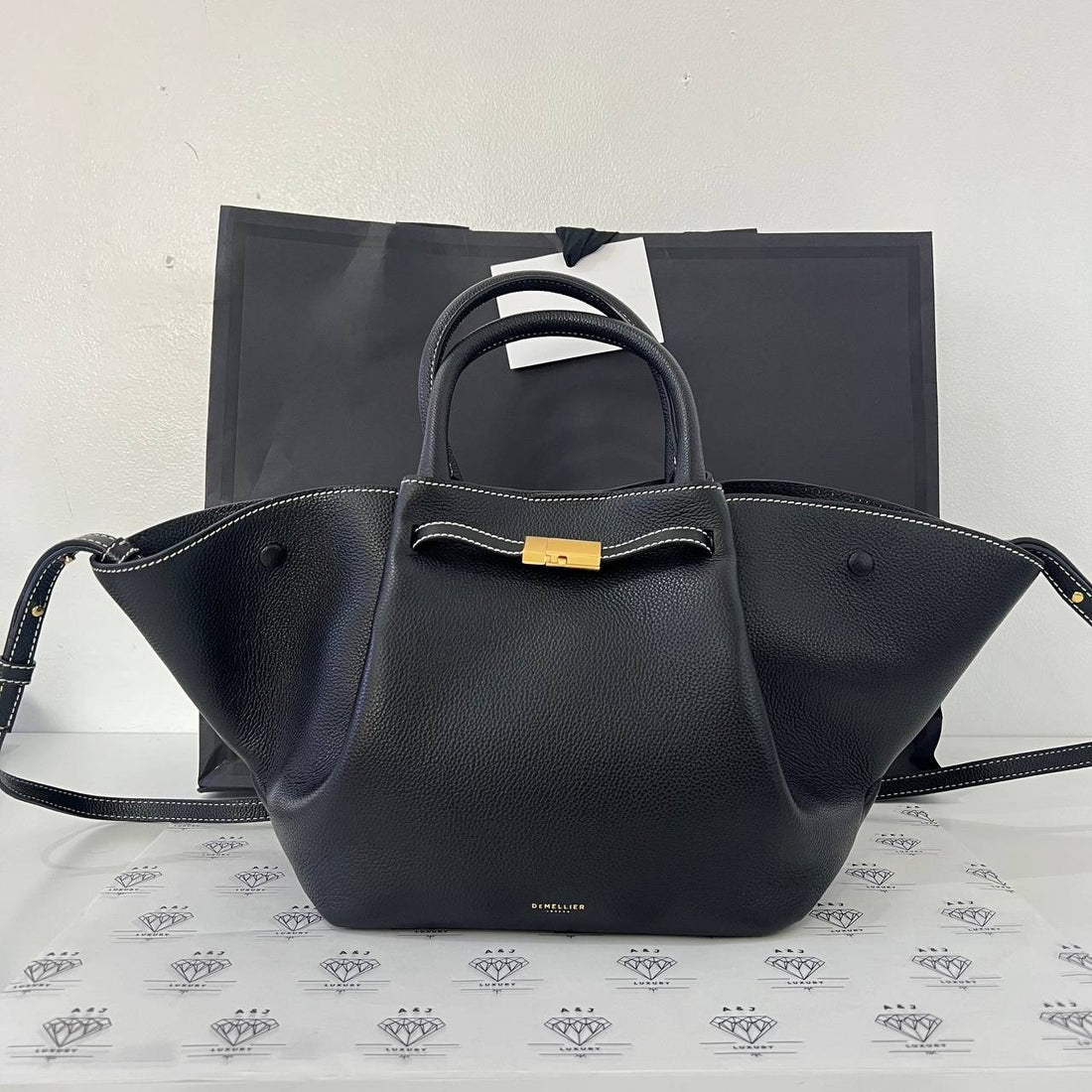 [BRAND NEW] DeMellier The Midi New York in Black Small Grained Leather GHW