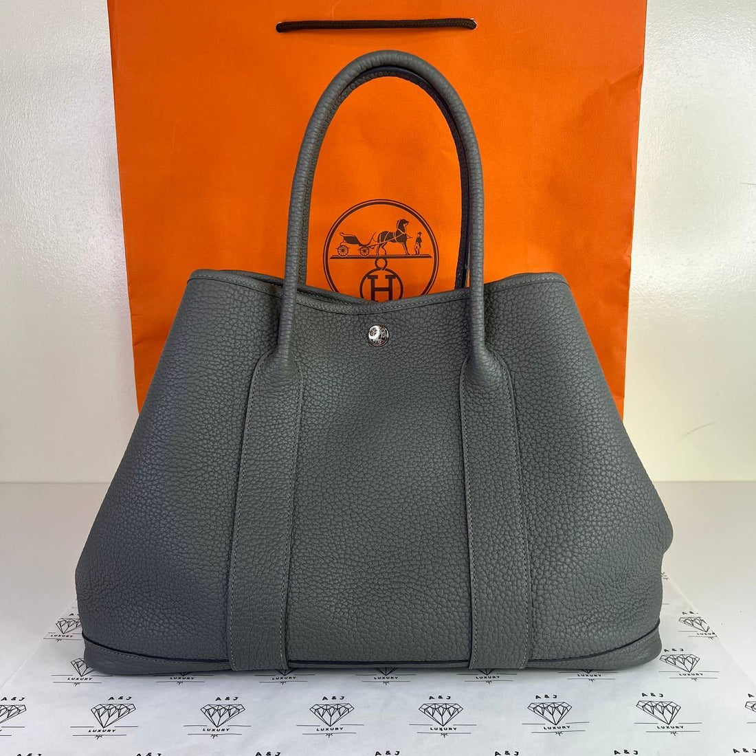 [PRE LOVED] Hermes Garden Party Tote (GPT) 36 in Gris Meyer Negonda Leather PHW (Stamp U - 2022)