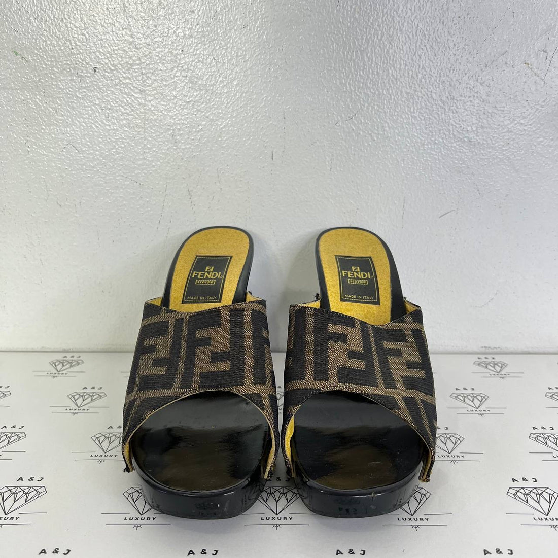 [PRE LOVED] Fendi Zucca Peep Toe Heels in Size 36EU