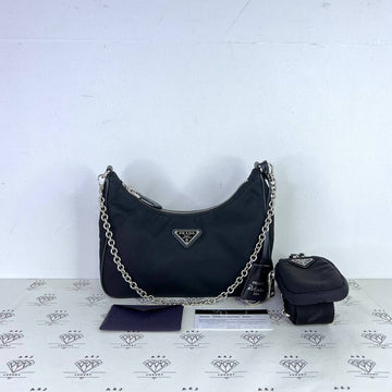 [PRE LOVED] Prada Re-edition 2005 Multi Pochette in Black Nylon SHW