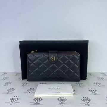 [PRE LOVED] Chanel 25P Collection Long Wallet in Black Caviar Leather GHW (microchipped)