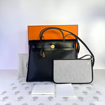 [PRE LOVED] Hermes Herbag Zip 31 in Black Berline Vache Hunter GHW (Stamp Z - 2021)