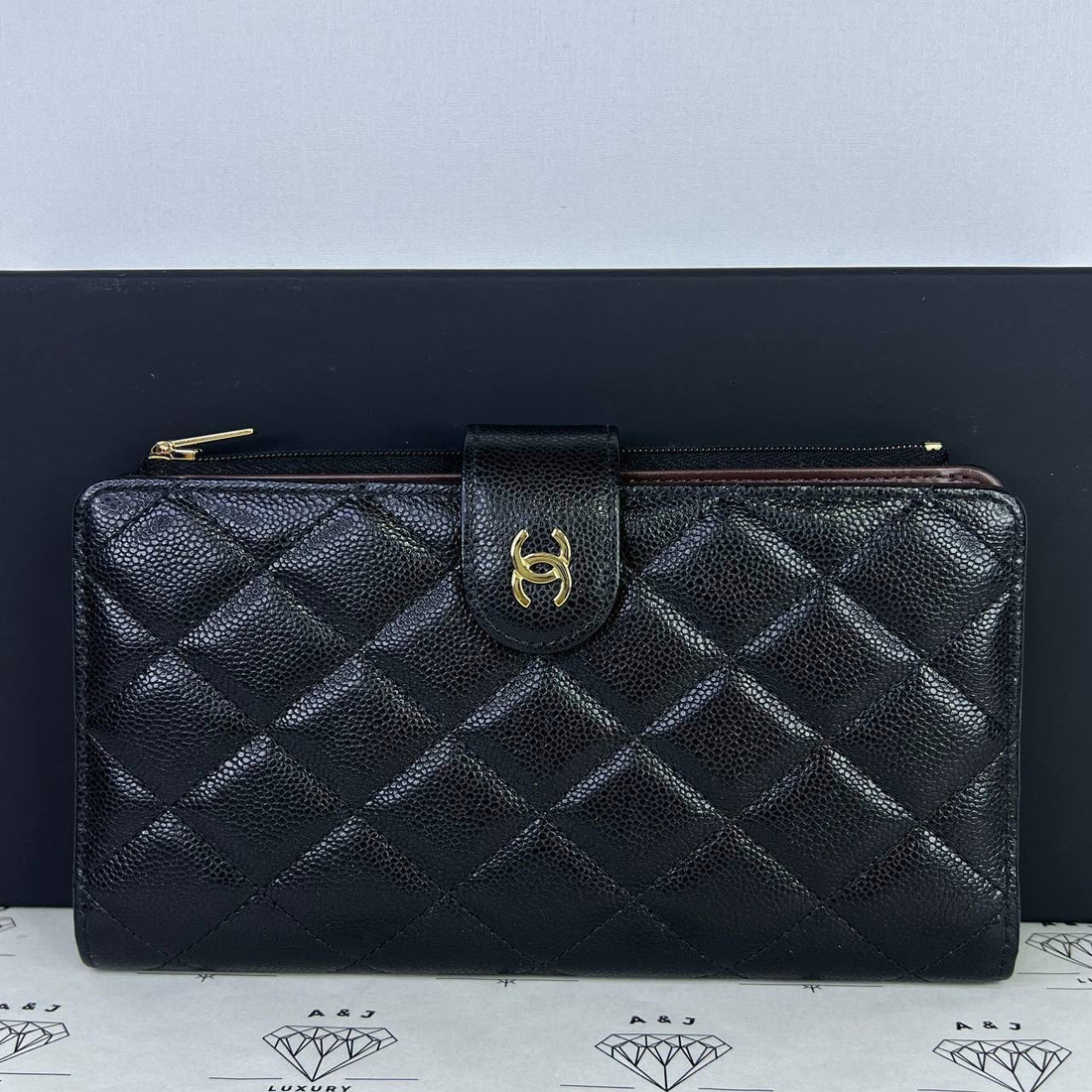 [PRE LOVED] Chanel 25P Collection Long Wallet in Black Caviar Leather GHW (microchipped)