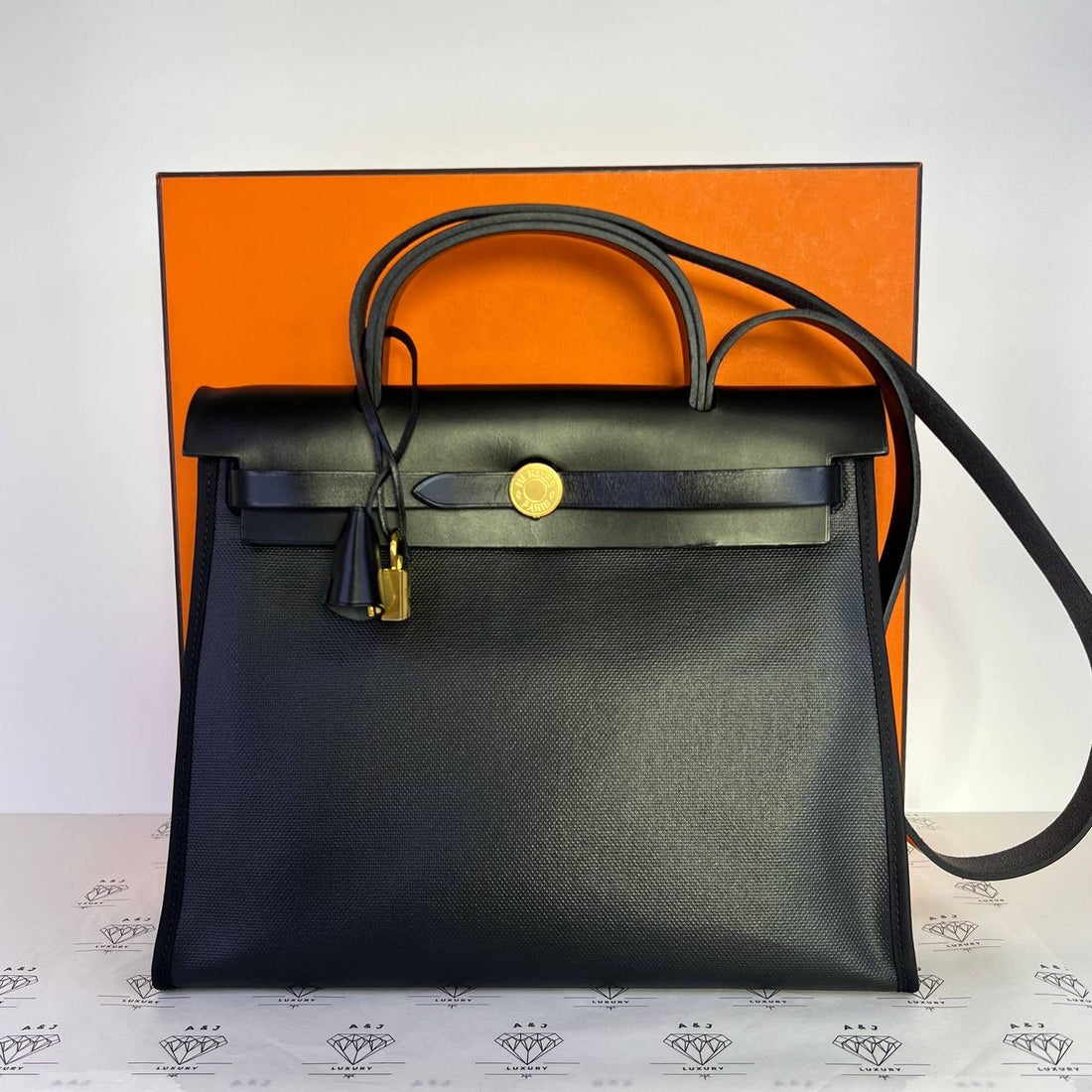 [PRE LOVED] Hermes Herbag Zip 31 in Black Berline Vache Hunter GHW (Stamp Z - 2021)
