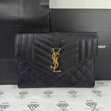 [BRAND NEW] Yves Saint Laurent Envelope Pouch in Black Mix Matelasse Poudre GHW