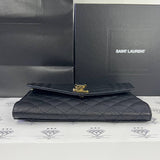 [BRAND NEW] Yves Saint Laurent Envelope Pouch in Black Mix Matelasse Poudre GHW