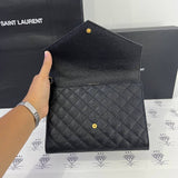 [BRAND NEW] Yves Saint Laurent Envelope Pouch in Black Mix Matelasse Poudre GHW