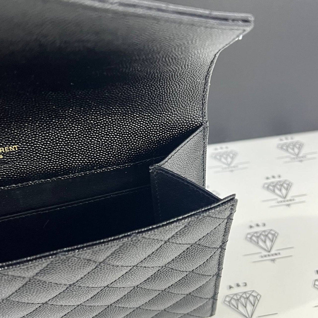 [BRAND NEW] Yves Saint Laurent Envelope Pouch in Black Mix Matelasse Poudre GHW